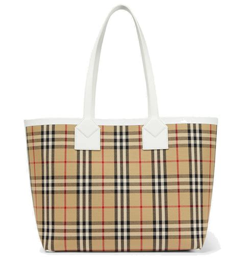 burberry mini canvas tote|Burberry checked canvas tote bag.